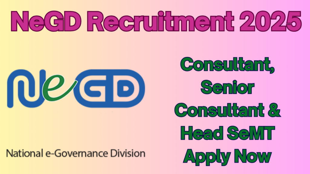 NeGD Consultant, Sr Consultant & Head SeMT Recruitment 2025 - Apply for 32 Vacancies Now